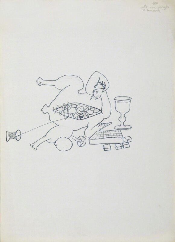 Fulvio Bianconi, ‘A lot composed of 37 mixed technique drawings for table cloths and food recipes’, Drawing, Collage or other Work on Paper, Cambi