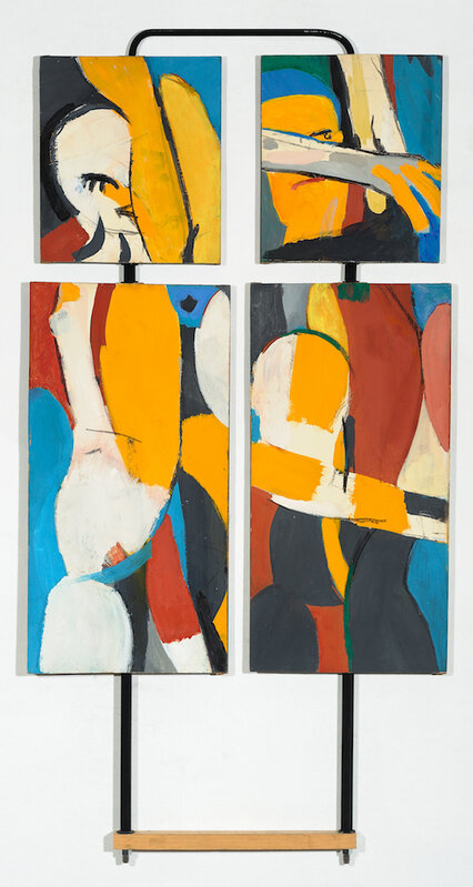 Irving Kriesberg, ‘Yellow and Blue Lovers ’, 1959 , Painting, Gouache and Pastel on Paper Mounted on Board, Anita Shapolsky Gallery