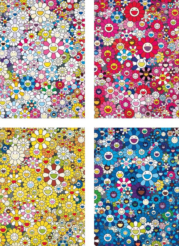 Takashi Murakami, ‘An Homage to Yves Klein, Multicolor C; An Homage to Monopink 1960 C; An Homage to Monogold 1960 C; and An Homage to IKB 1957 C’, 2012, Print, Four offset lithographs in colours, on smooth wove paper, the full sheets, Phillips