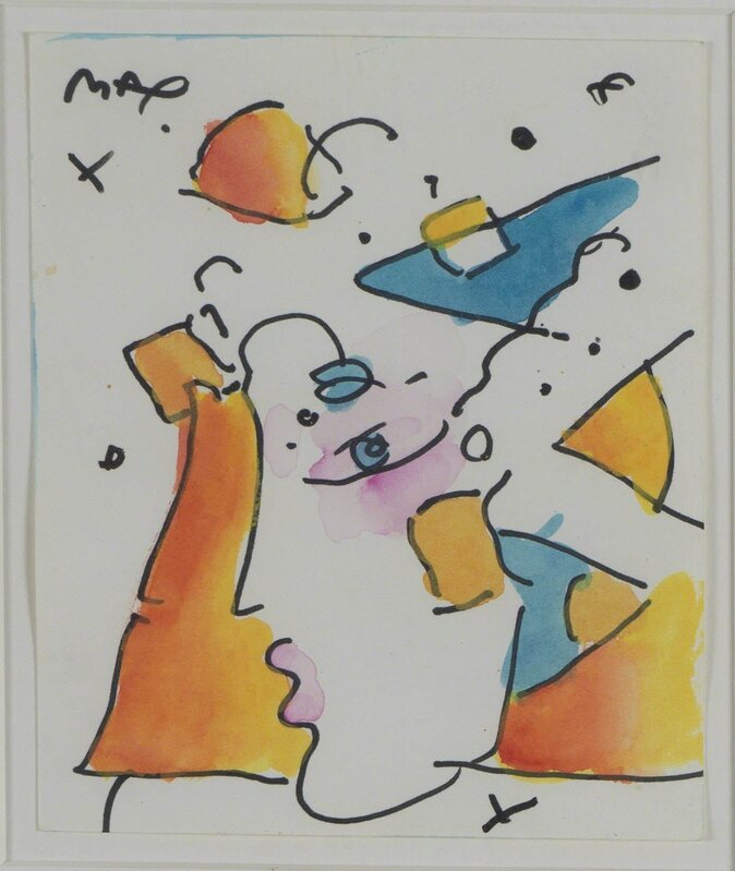 Peter Max, ‘Untitled (Profile in colors)’, Drawing, Collage or other Work on Paper, Watercolor on paper, Capsule Gallery Auction