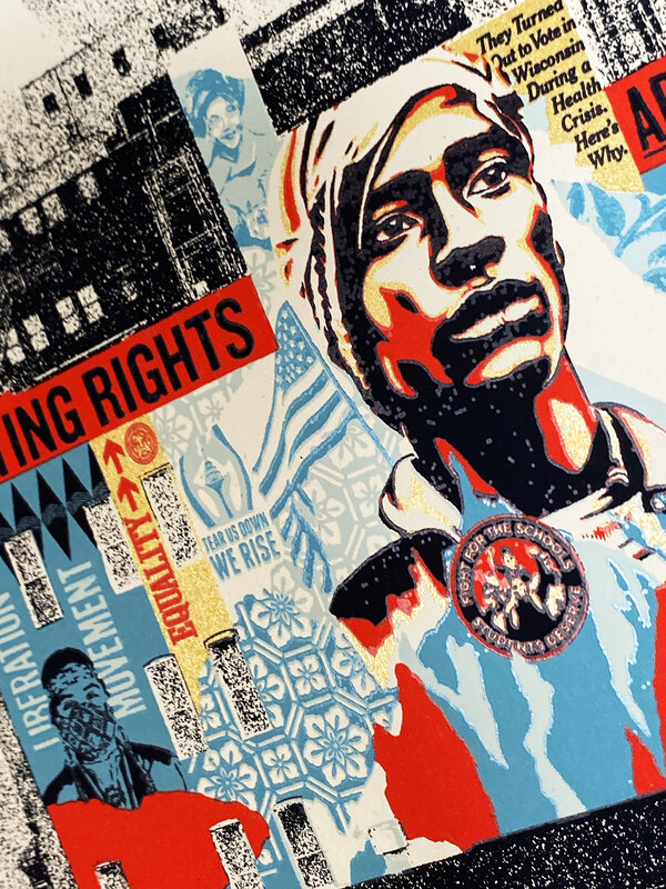 Shepard Fairey, ‘'Voting Rights Are Human Rights (MKE Mural)'’, 2020, Print, Screen print on cream, Speckletone fine art paper., Signari Gallery