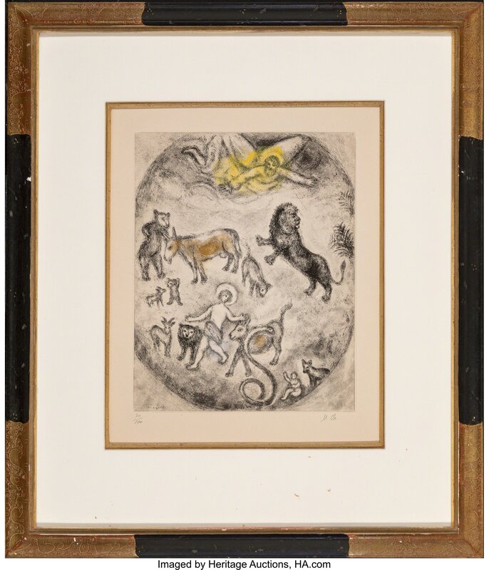 Marc Chagall, ‘Reconciliation of all the creatures, from Bible’, 1958, Print, Etching with aquatint in colors on Arches paper, Heritage Auctions