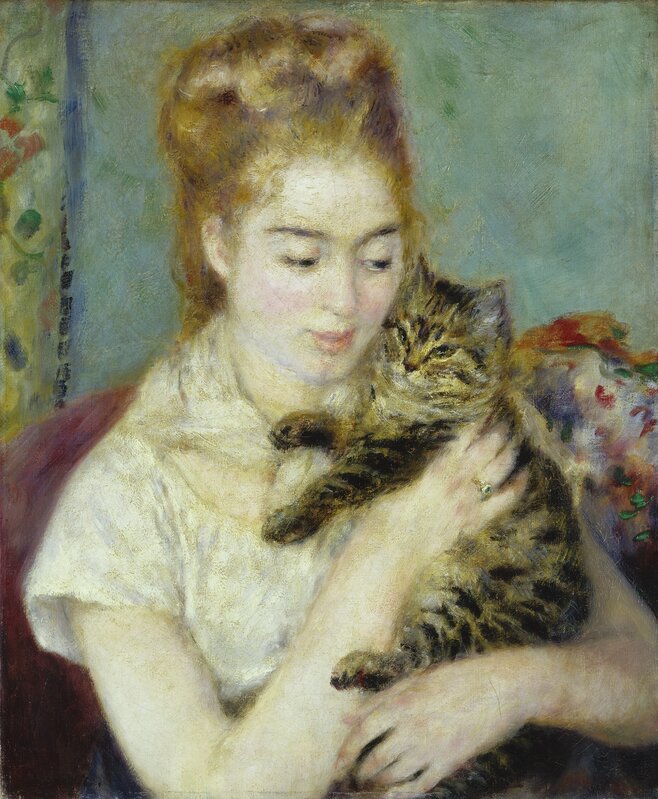 Pierre-Auguste Renoir, ‘Woman with a Cat’, ca. 1875, Painting, Oil on canvas, National Gallery of Art, Washington, D.C.