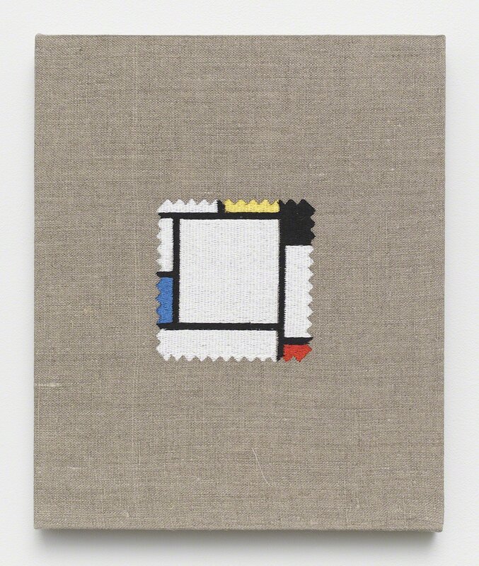 Elaine Reichek, ‘Swatch, Mondrian’, 2012, Digital embroidery on linen, Feuer/Mesler