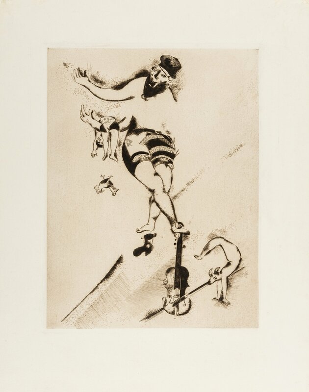 Marc Chagall, ‘Der Akrobat mit der Geige (Kornfeld 40 III B)’, 1924, Print, Etching and drypoint printed in dark brown, Forum Auctions