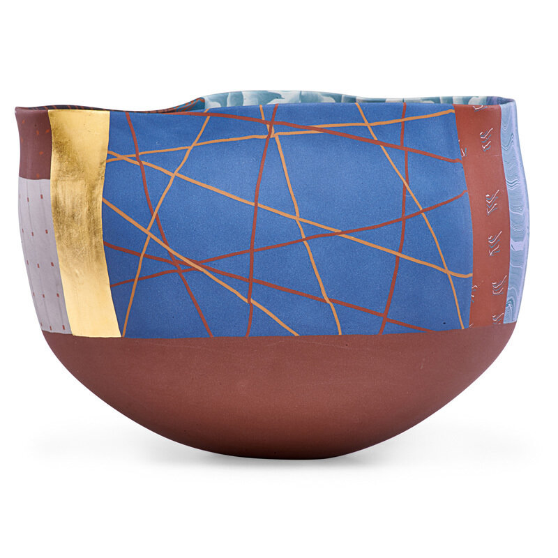 Thomas Hoadley, ‘Large nerikomi bowl, New York’, late 20th C., Design/Decorative Art, Colored porcelain, gold leaf, Rago/Wright/LAMA/Toomey & Co.