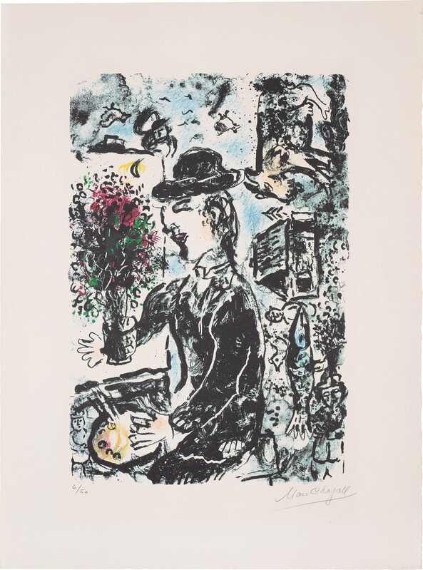 Marc Chagall, ‘Le Peintre au chapeau (The Painter in Hat) (M. 1010)’, 1983, Print, Lithograph in colours, on Arches paper, with full margins., Phillips