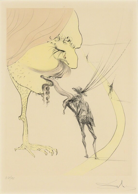 Salvador Dalí, ‘PICASSO: A TICKET FOR GLORY (F. 74-8C; MICHLER/LÖPSINGER 670)’, 1974, Print, Hand-colored drypoint, Doyle