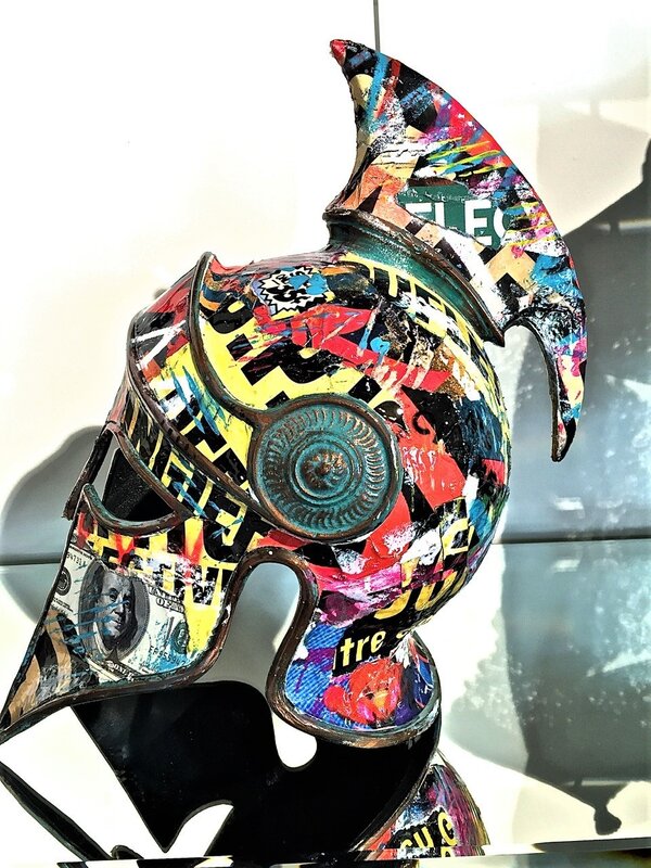 Aiiroh, ‘Street Helmet’, 2018, Sculpture, Spray, stencil, acrylic & collage on helmet, Samhart Gallery
