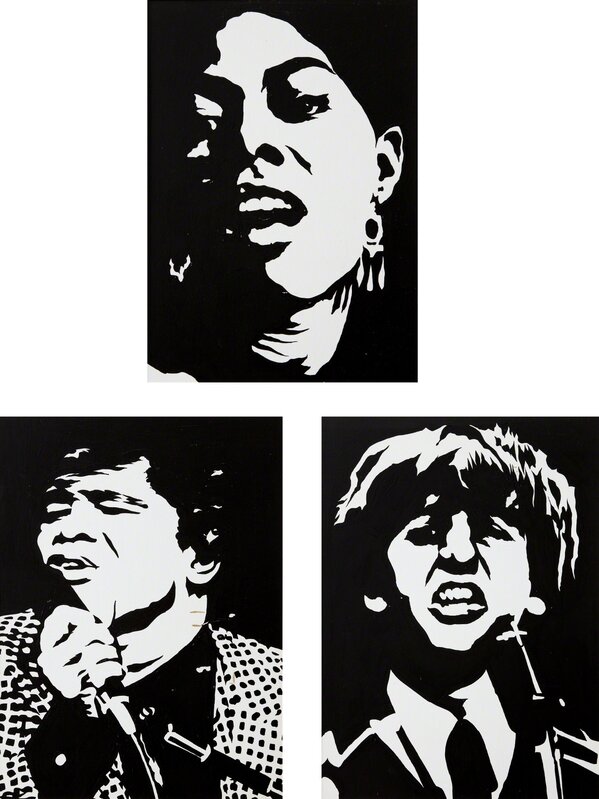 Robert Stanley, ‘Dionne Warwick; James Brown; and Ringo’, 1965, Print, Three acrylic paintings on illustration board, Phillips