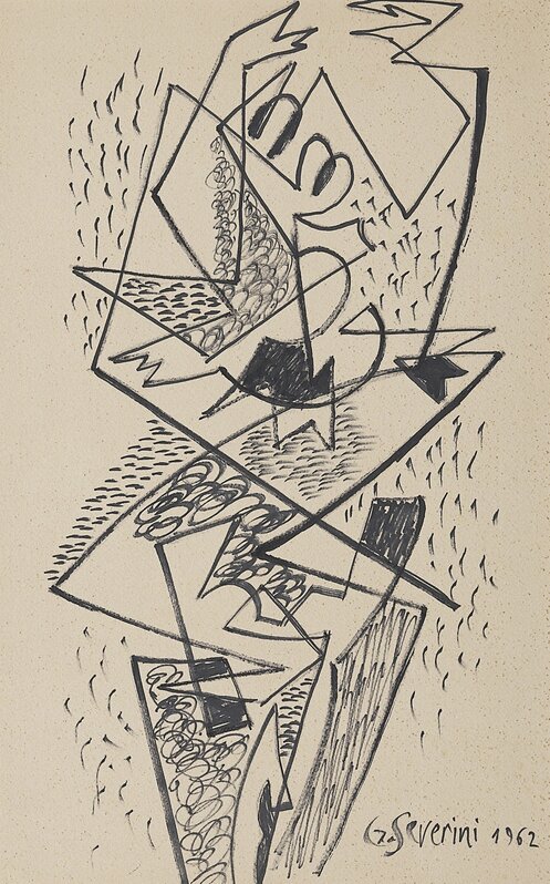 Gino Severini, ‘Mouvement de danse’, Drawing, Collage or other Work on Paper, Felt-tip on paper, Leclere 