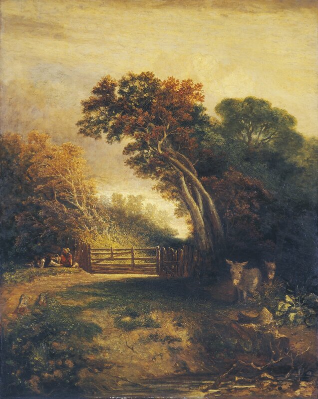 Attributed to Joseph Paul, ‘Landscape with Picnickers and Donkeys by a Gate’, ca. 1830-1880, Painting, Oil on canvas, National Gallery of Art, Washington, D.C.
