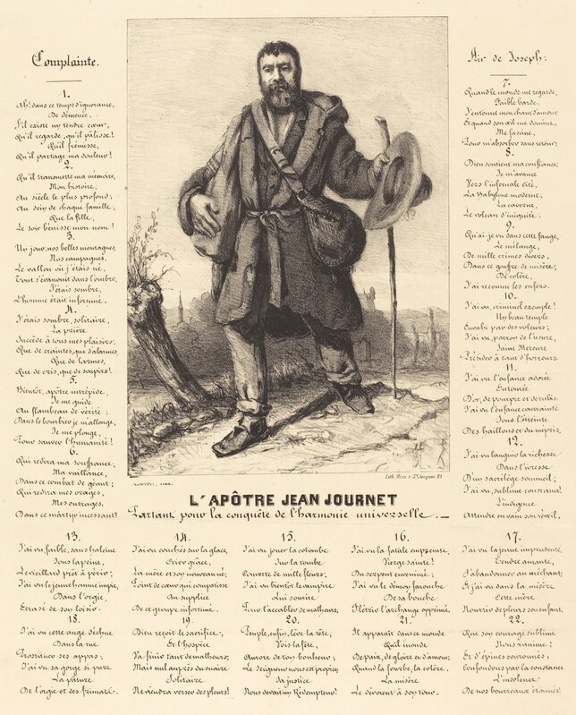 Gustave Courbet, ‘The Apostle Jean Journet Setting Out for the Conquest of Universal Harmony’, 1850, Print, Lithograph, National Gallery of Art, Washington, D.C.