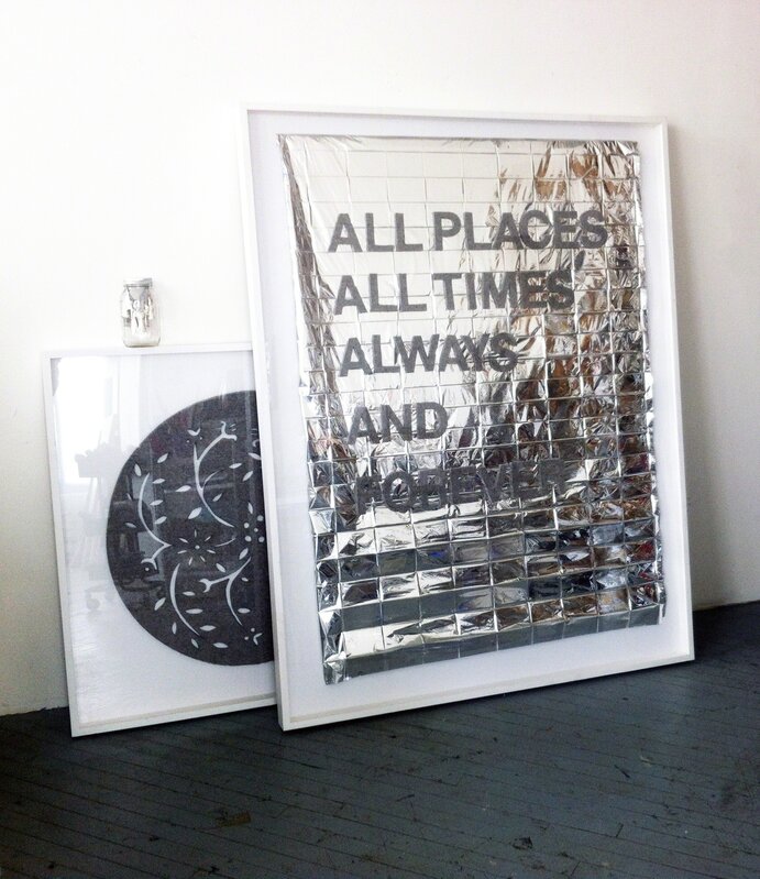 Maria Hupfield, ‘All Places All Times’, 2015, Mixed Media, Hand-cut industrial felt, tin jingles, silver mylar survival blanket, Bronx Museum of the Arts