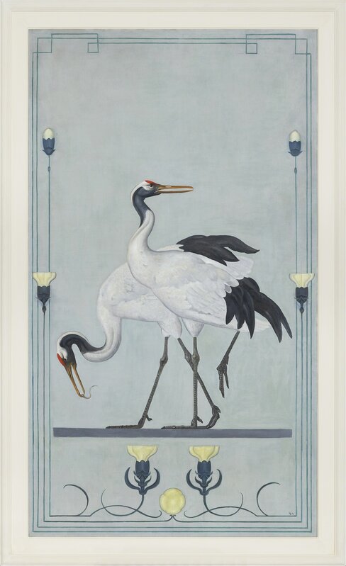 Willem Adriaan van Konijnenburg, ‘Japanese red-crowned cranes & deer’, ca. 1899, Painting, Oils on canvas, Mireille Mosler Ltd.