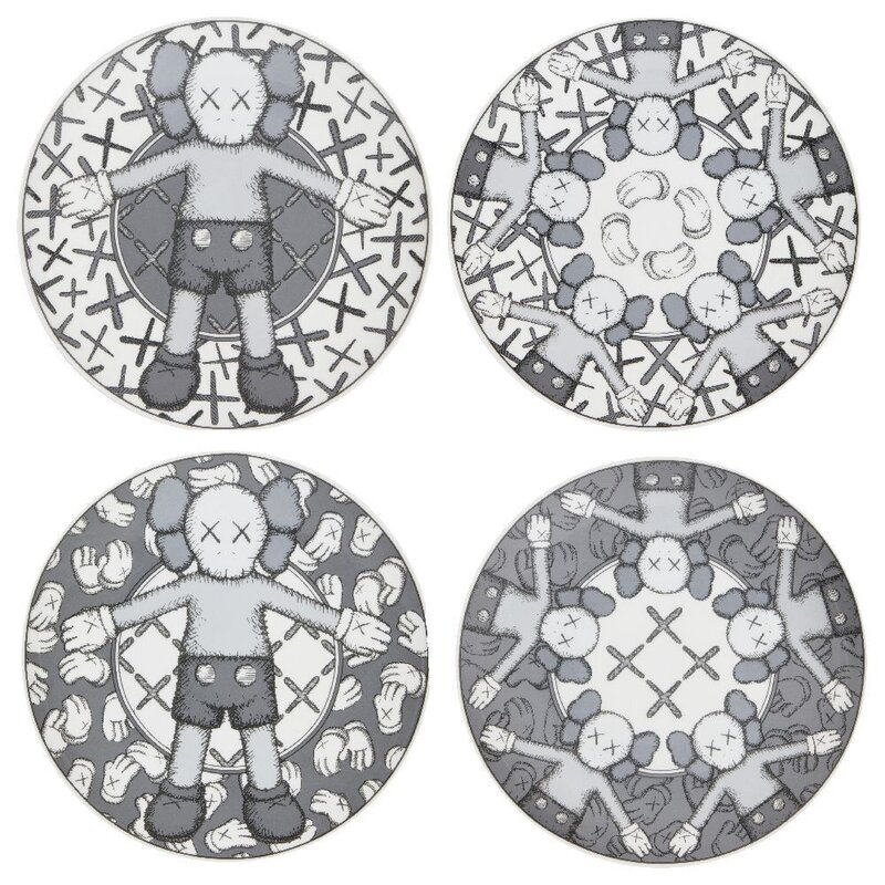 KAWS, ‘Plate Set’, 2019, Ephemera or Merchandise, Set of four ceramic plates in grey, Roseberys
