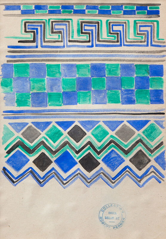 Sonia Delaunay, ‘Green, Black and Blue Border Design’, ca. 20's-30's, Painting, Watercolour, Goldmark Gallery