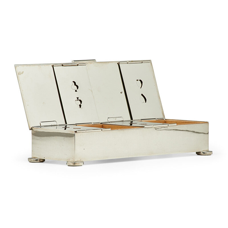 Napier, ‘Art Deco card box, Meriden, CT’, 1930s, Design/Decorative Art, Silver plated metal, cedar, Rago/Wright/LAMA/Toomey & Co.