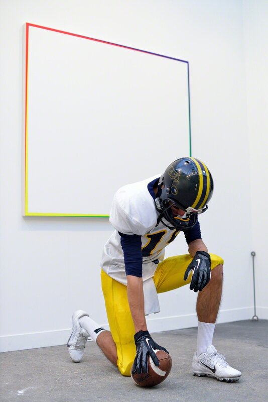Pierre Joseph, ‘Character to Be Reactivated (Football Player, Mousquetaire)’, 2013, Photography, Performance and digital print on Glossy Epson paper on Dibond, acrylic glass and back frame, Air de Paris