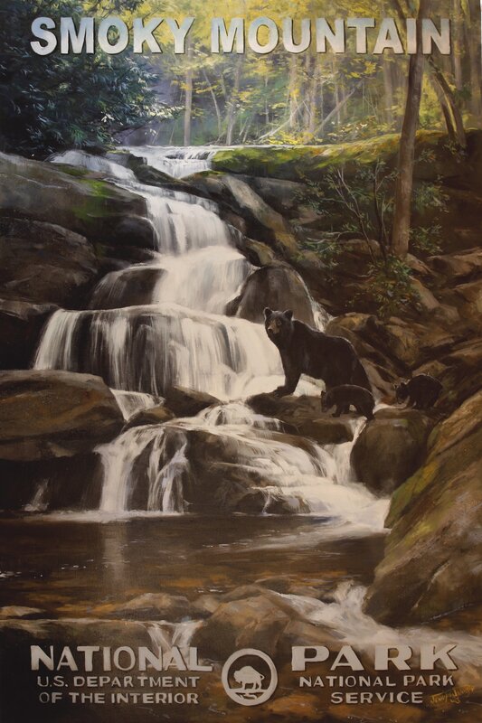 Jennifer Johnson, ‘Great Smoky Mountain National Park - Black Bear’, 2020, Painting, Oil on Canvas, Gallery Wild
