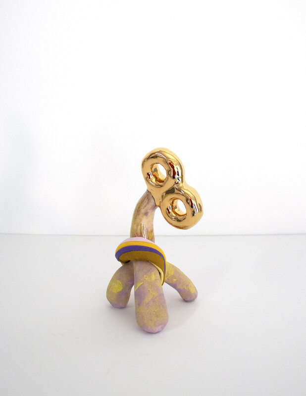 Ak Jansen, ‘Ceramic and textile small sculpture: 'No. 12'’, 2020, Sculpture, Ceramic, glaze, 14 karat gold, fabric, thread, Ivy Brown Gallery