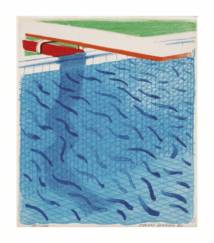 David Hockney, ‘Pool made with paper and blue Ink for book’, 1980, Print, Lithograph in colours on wove paper, Christie's