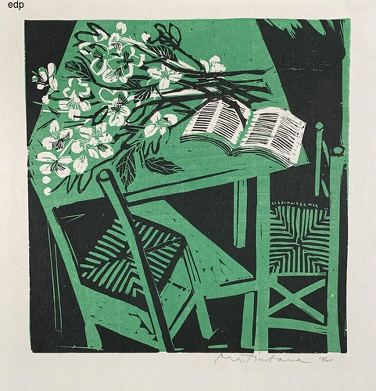 nakao matsubara, ‘SPRING VISITOR’, 1971, Print, COLOR WOODCUT, Edward T. Pollack Fine Arts