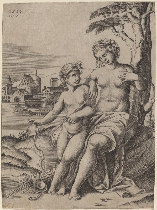 Agostino Musi, ‘Venus and Cupid’, 1516, Print, Engraving, National Gallery of Art, Washington, D.C.