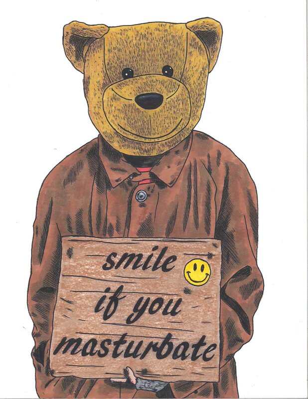 Sean 9 Lugo, ‘Smile If You Masturbate’, 2019, Drawing, Collage or other Work on Paper, Marker and ink on Bristol paper, framed, Deep Space Gallery