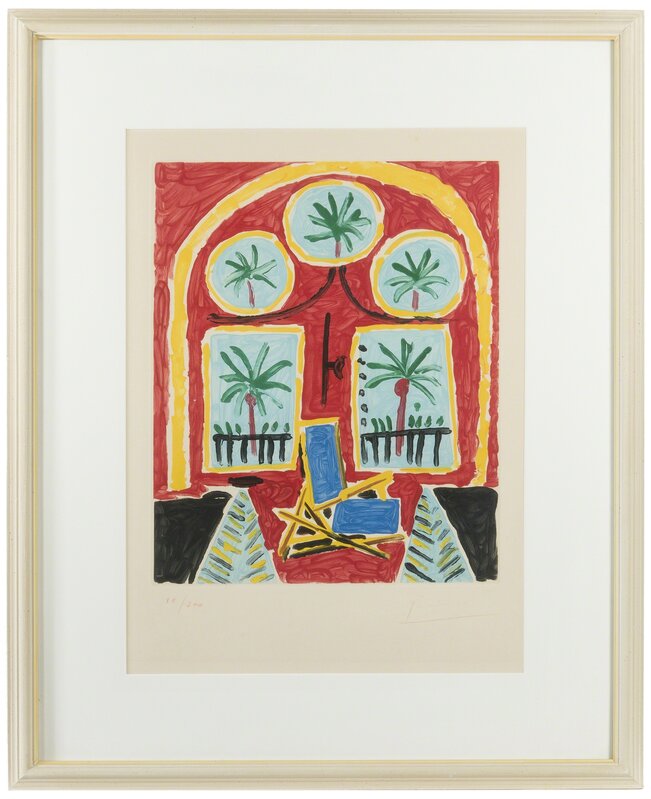 Pablo Picasso, ‘La fenêtre de l’atelier à la Californie’, 1959, Print, Color aquatint on BFK Rives wove paper; Atelier Crommelynck, Paris, pub., John Moran Auctioneers