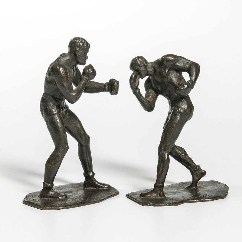 Paul Moreau-Vauthier, ‘Pair of Boxing Figures’, Sculpture, Bronze with brown patina, on integral bases., Skinner
