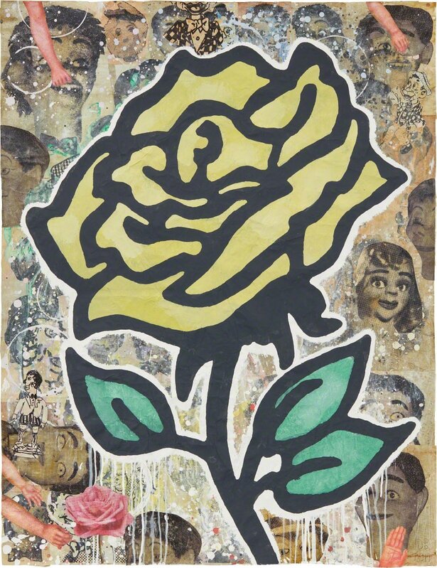 Donald Baechler, ‘Yellow Rose’, 2011, Drawing, Collage or other Work on Paper, Gesso, Flashe, graphite and paper collage on paper, Phillips