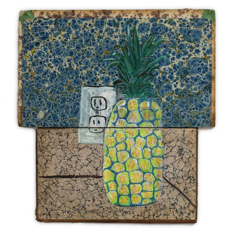 Carroll Swenson-Roberts, ‘Tiny Pineapple’, 2019, Painting, Mixed Media on Book Cover, Ro2 Art
