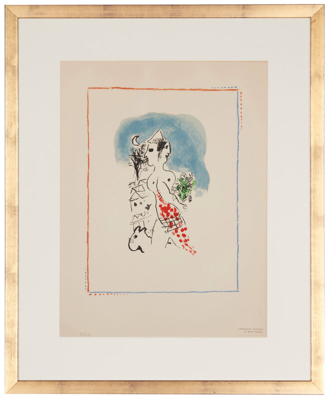 Marc Chagall, ‘Untitled (from the "Flight" portfolio)’, 1971, Print, Color lithograph on paper under glass, John Moran Auctioneers