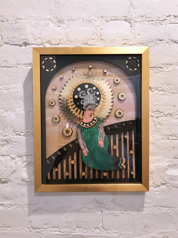 Deming King Harriman, ‘Lament’, 2019, Painting, Mixed Media; Laser Cut Wood, Acrylic & Gold Leaf Framed, BBAM! Gallery