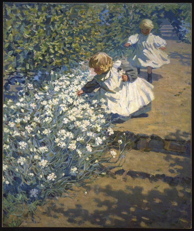 Helen Galloway McNicoll, ‘Picking Flowers’, ca. 1912, Painting, Oil on canvas, Art Gallery of Ontario (AGO)