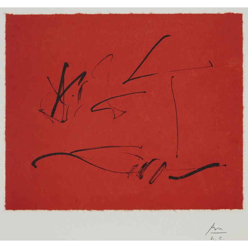 Robert Motherwell, ‘Red Wind, from Octavio Paz’, 1988, Print, Color lithograph and linoleum block print on handmade Japan with chine appliqué on Arches, Freeman's