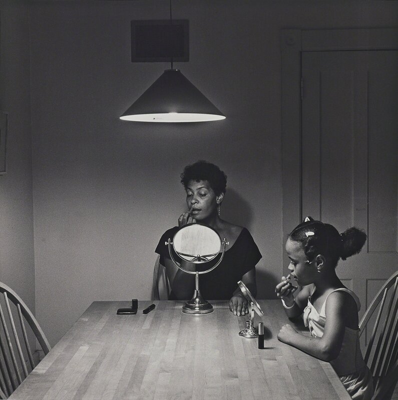 Carrie Mae Weems, ‘Untitled (Woman and daughter with makeup) from Kitchen Table Series’, 1990, Photography, Gelatin silver print, mounted to board, Phillips