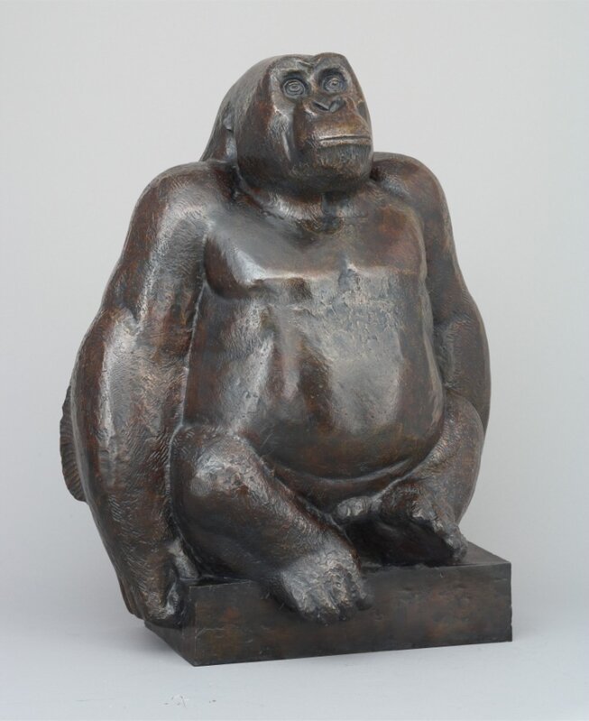 Georges-Lucien Guyot, ‘A Seated Great Gorilla’, ca. 1930, Sculpture, Bronze, signed, Foundry Susse, brown patina, Galerie Dumonteil