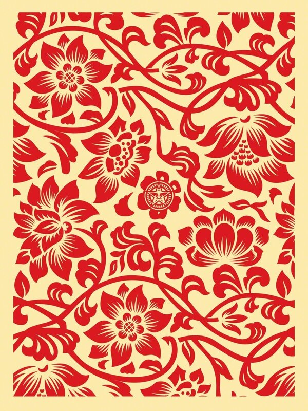 Shepard Fairey, ‘Floral takeover (cream/red)’, 2017, Print, Rudolf Budja Gallery