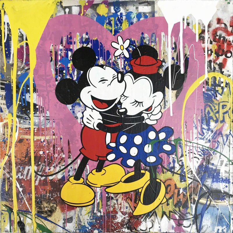 Mr. Brainwash, ‘Mickey & Minnie’, 2018, Mixed Media, Silkscreen and mixed media on paper, Hamilton-Selway Fine Art Gallery Auction