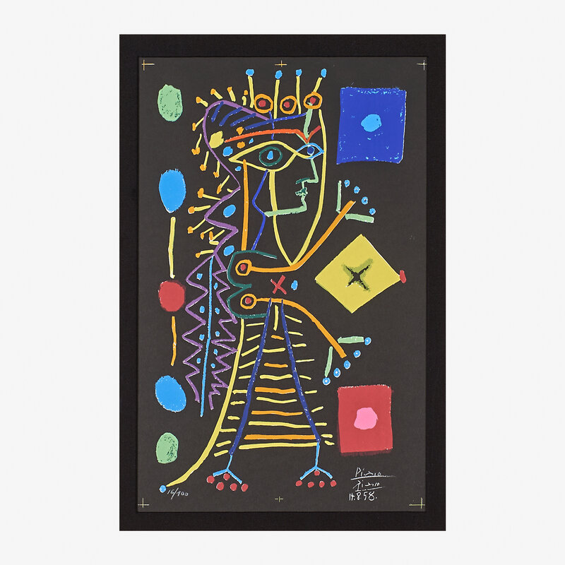Pablo Picasso, ‘La Femme Aux des (Jacqueline)’, 1958, Print, Lithograph in colors (framed), Rago/Wright/LAMA