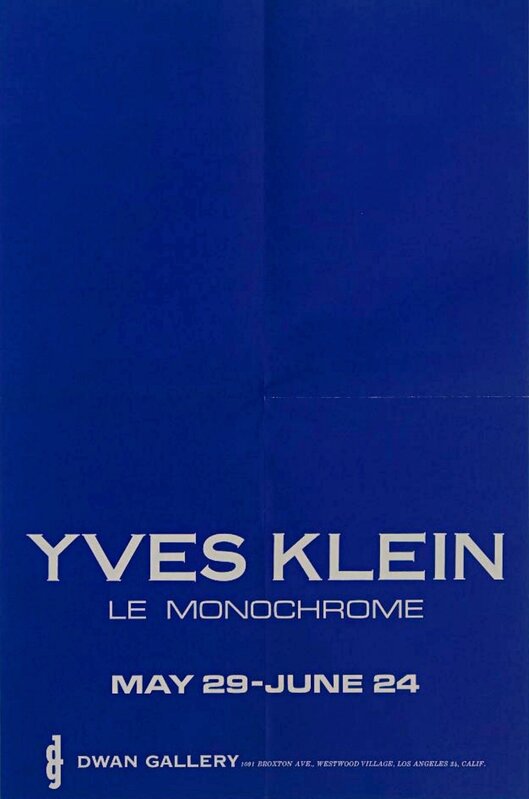 Yves Klein, ‘Yves Klein at Dwan Gallery’, 1961, Print, Extremely rare Offset lithograph poster designed by artist, Alpha 137 Gallery