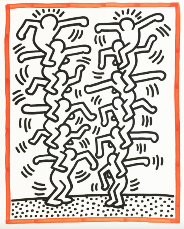 Keith Haring, ‘Three Lithographs: One plate’, 1985, Print, Lithograph in colors, on Rives BFK paper, Upsilon Gallery