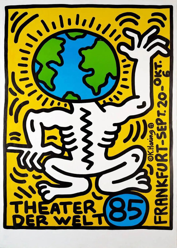Keith Haring, ‘Keith Haring Frankfurt 1985 poster (Keith Haring Theater der Welt Frankfurt) ’, 1985, Posters, Silkscreen in colors, Lot 180 Gallery