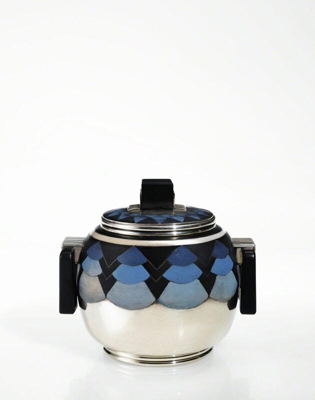 Henri Lapparra, ‘“Mikado” Covered Sugar Bowl’, circa 1930, Design/Decorative Art, Silver, ebony, enamel, Sotheby's: Important Design 