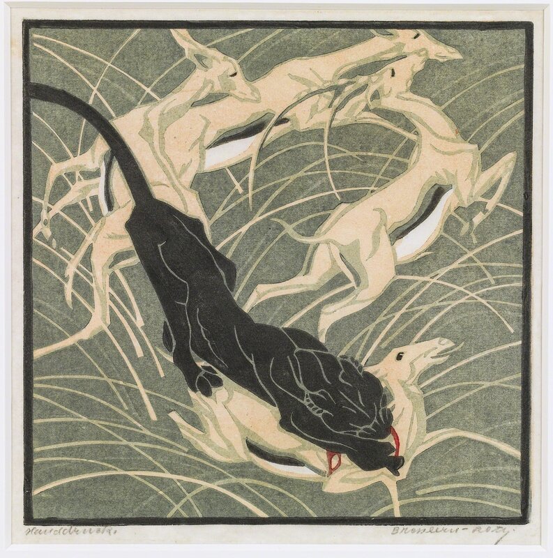Norbertine Bresslern-Roth, ‘Attack’, 1922, Print, Linocut, Galerie Kovacek & Zetter