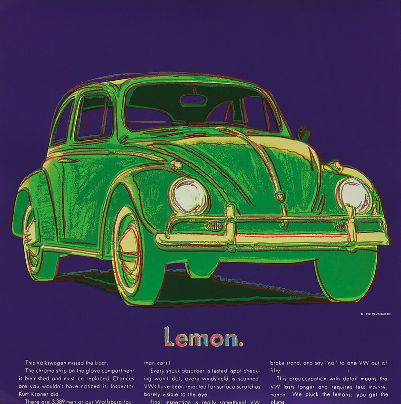 Andy Warhol, ‘Volkswagen from Ads F&S II.358’, 1985, Print, Screenprint on Lenox Museum Board, Fine Art Mia