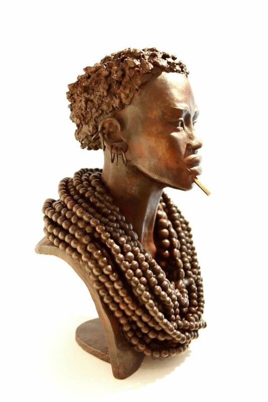 Brijite Bey, ‘Woman with a pierced lip’, 2014, Sculpture, Sculpture in bronze patinated on metal, Design By Jaler