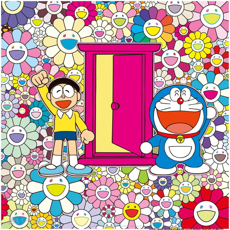 Takashi Murakami, ‘We Came to the Field of Flowers Through Anywhere Door (Dokodemo Door)!’, 2019, Print, 4C Offset print: Silkscreen with cold stamp(300), Lucky Cat Gallery